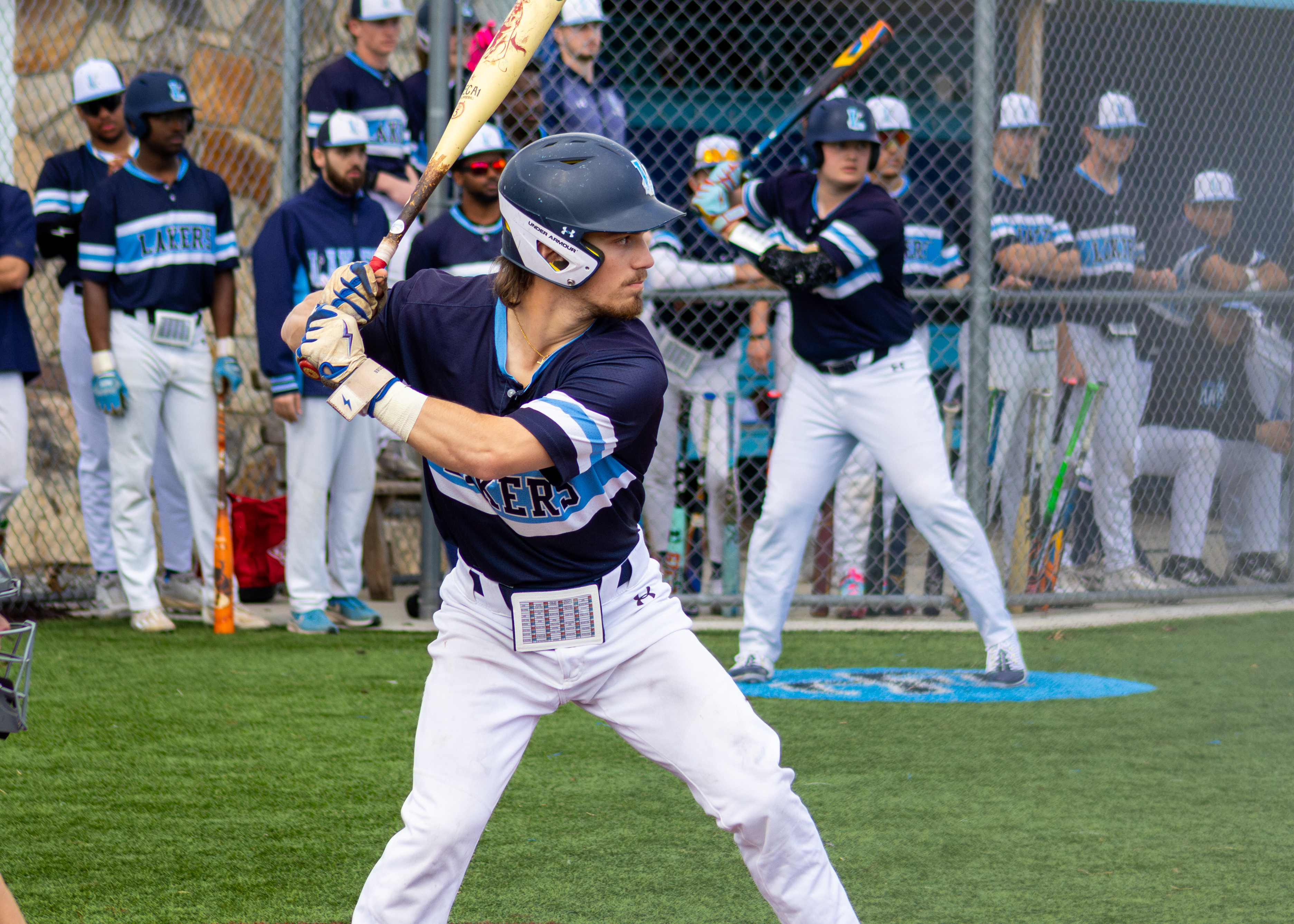 Lakers baseball action photo, no caption